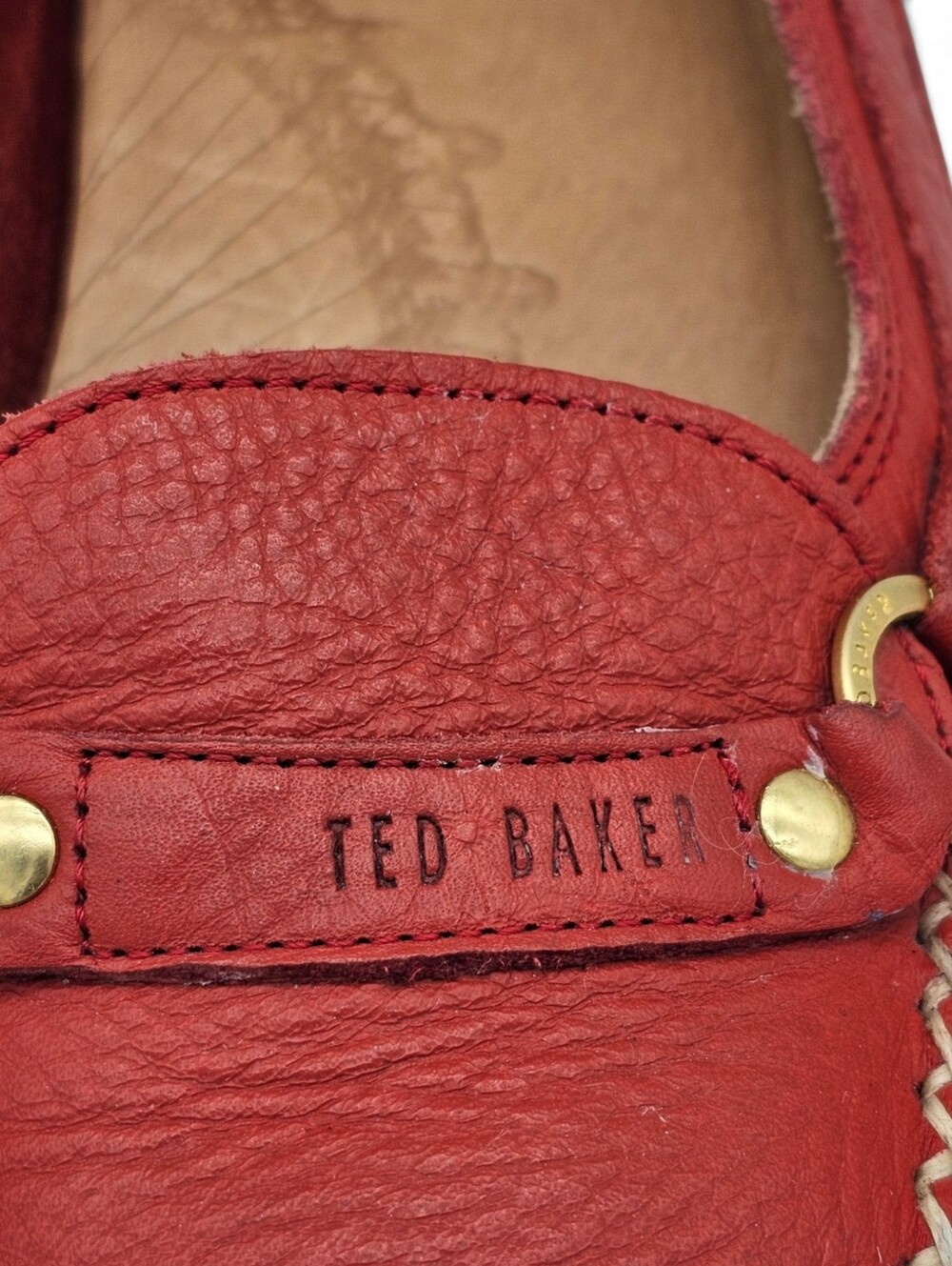 Ted Baker London Red Leather Driving Moccasins Loafers Size 7 US - Picture 11 of 15